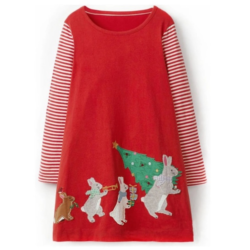 Christmas Tree Striped Mice Holiday Dress